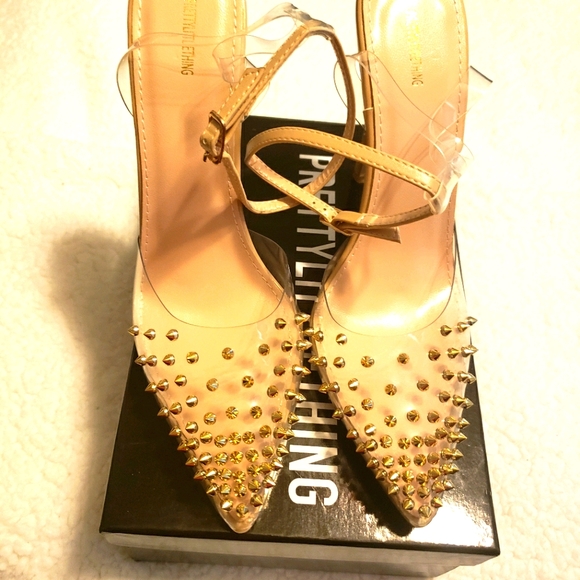 Never Worn Clear Nude Gold Studded - Picture 1 of 5